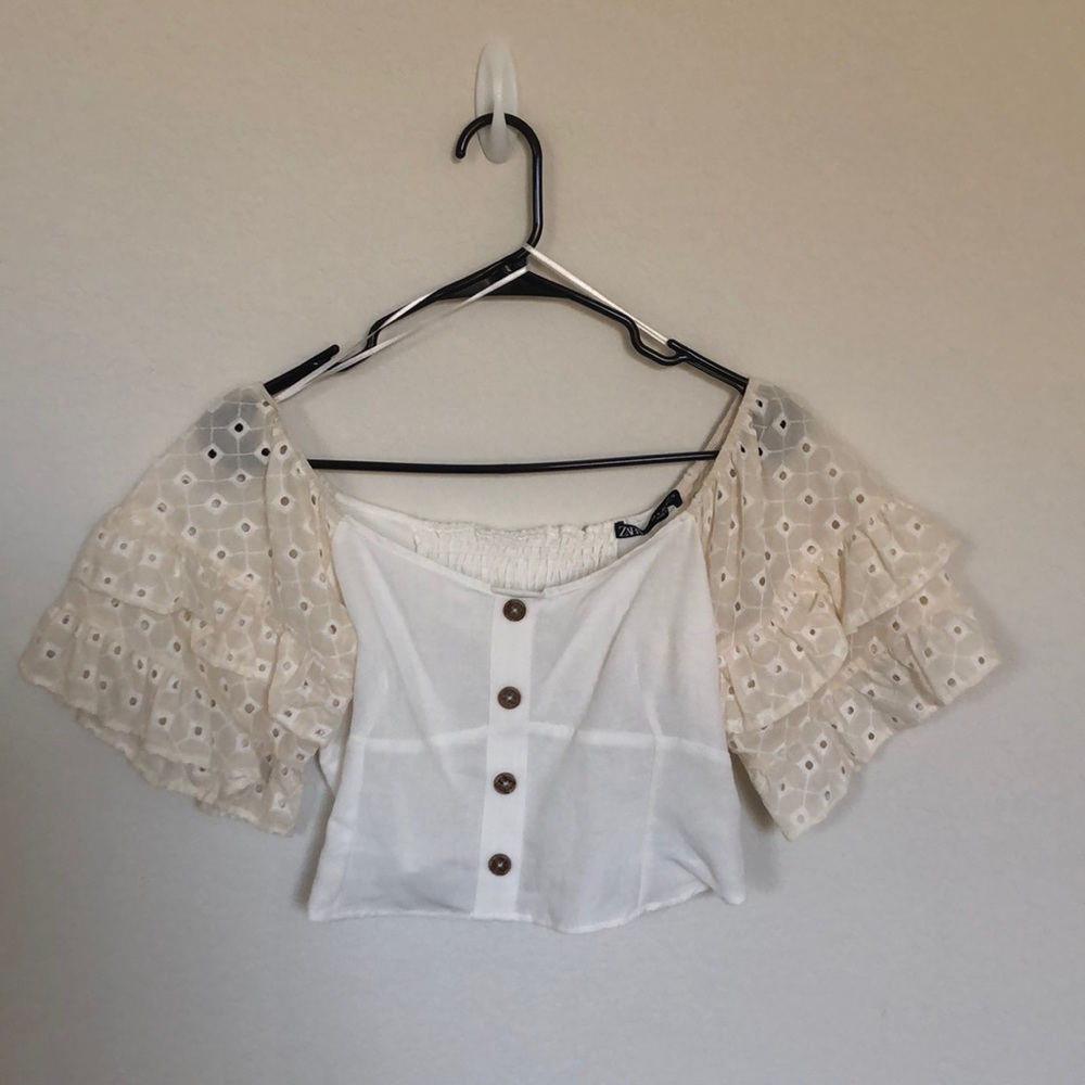 Cropped Eyelet Top